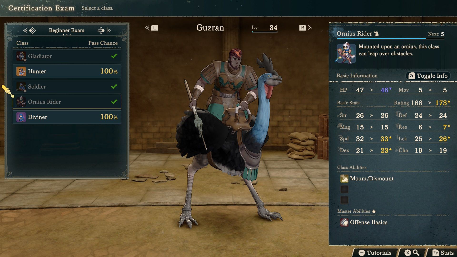 Guzran in a beginner class in Fire Emblem: Fortune's Weave