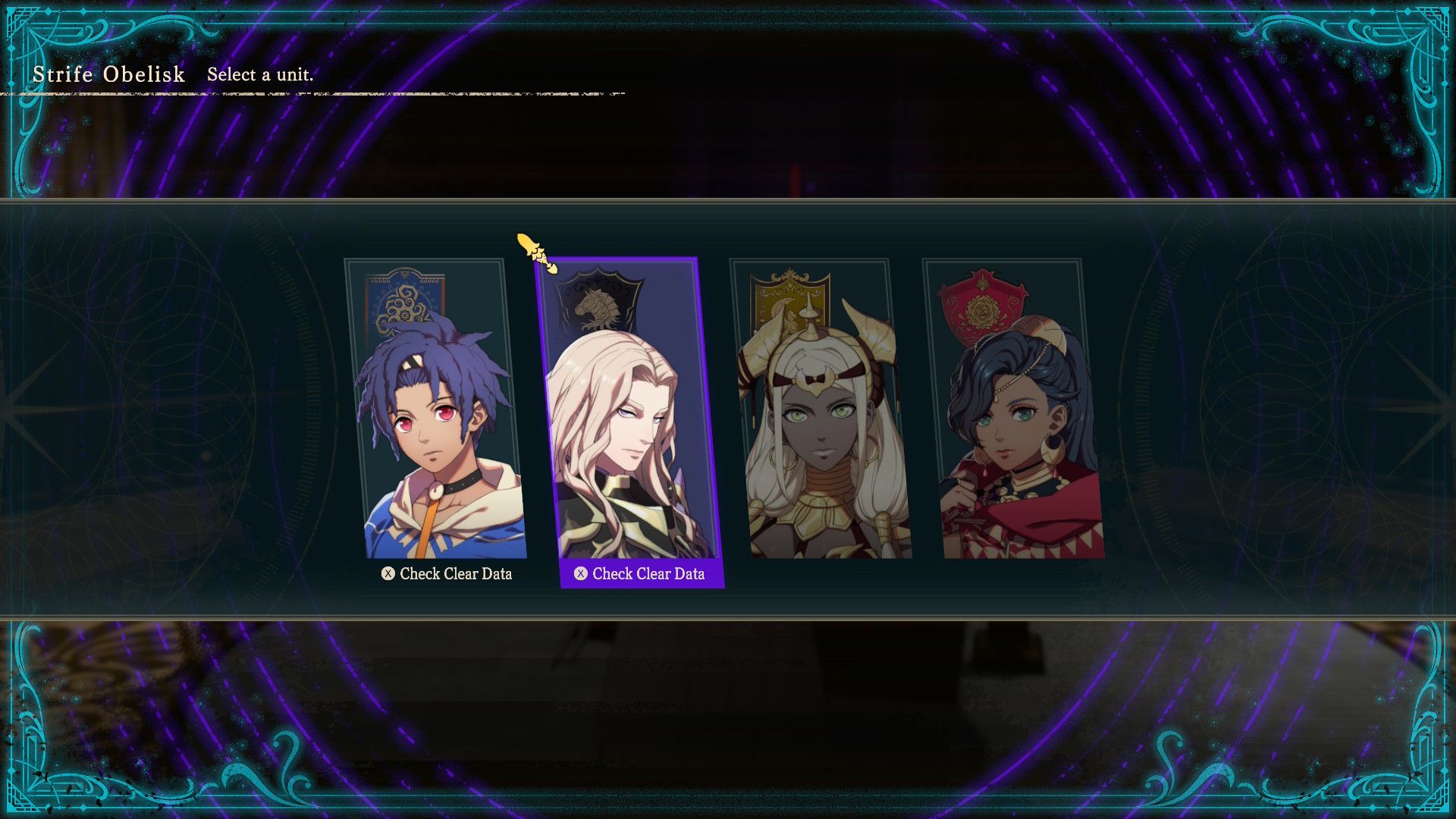 The War Arc selection screen in Fire Emblem Fortune's Weave