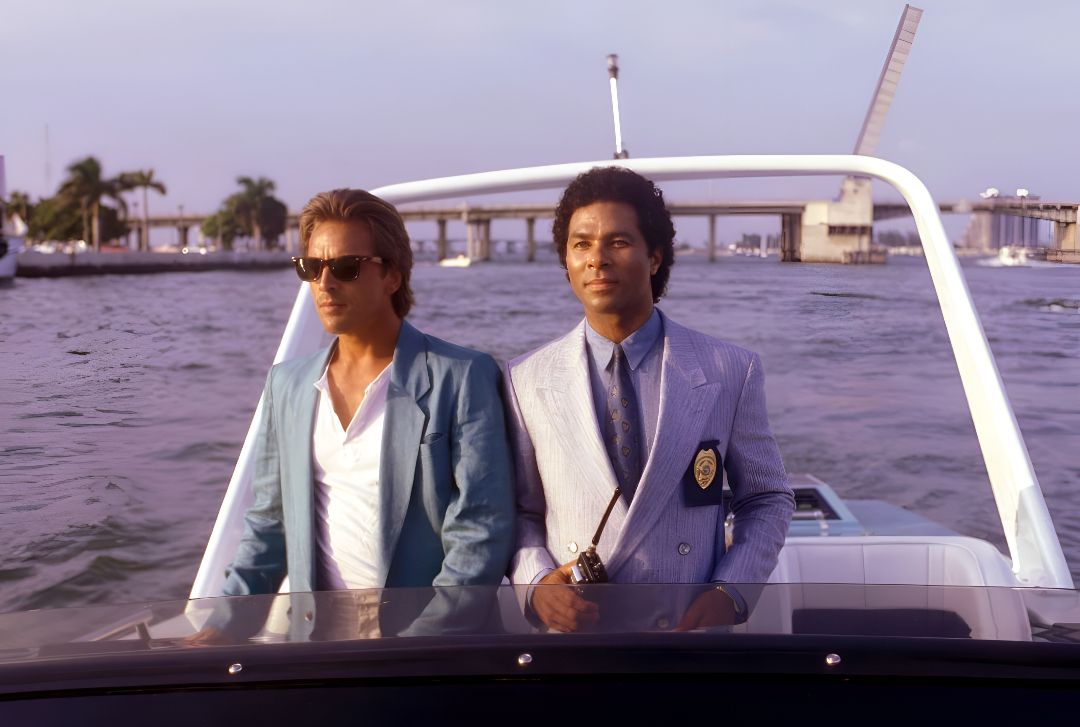 Crockett and Tubbs bask under the Florida run in Miami Vice