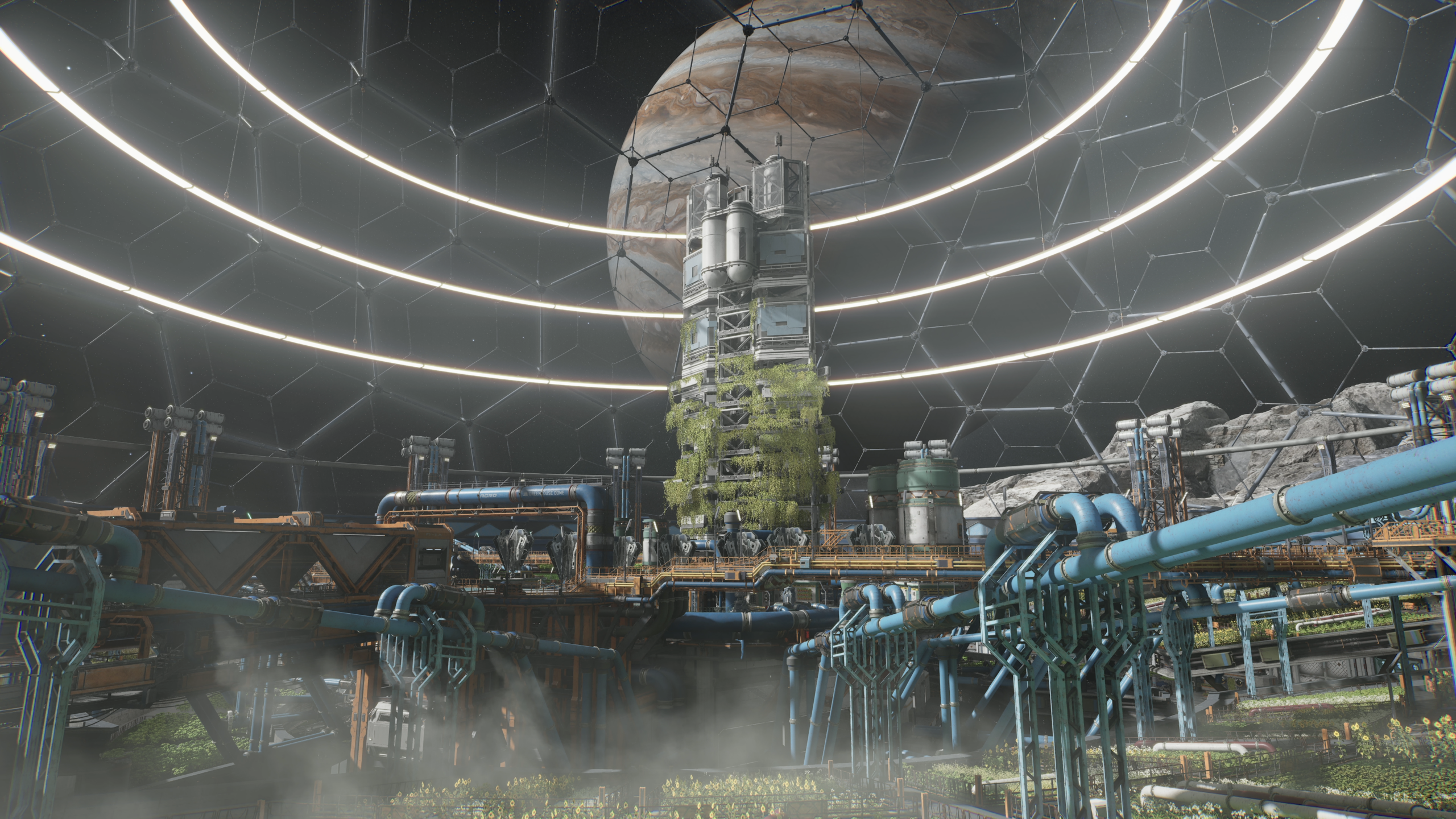 Jupiter looms over Ganymede agricultural dome in The Expanse Osiris Reborn