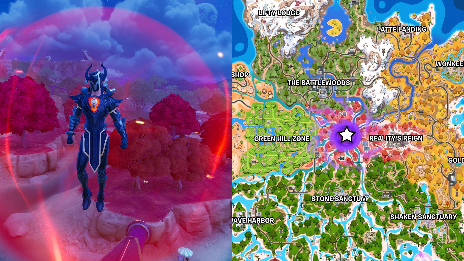 Geno's location marked on the Fortnite map.