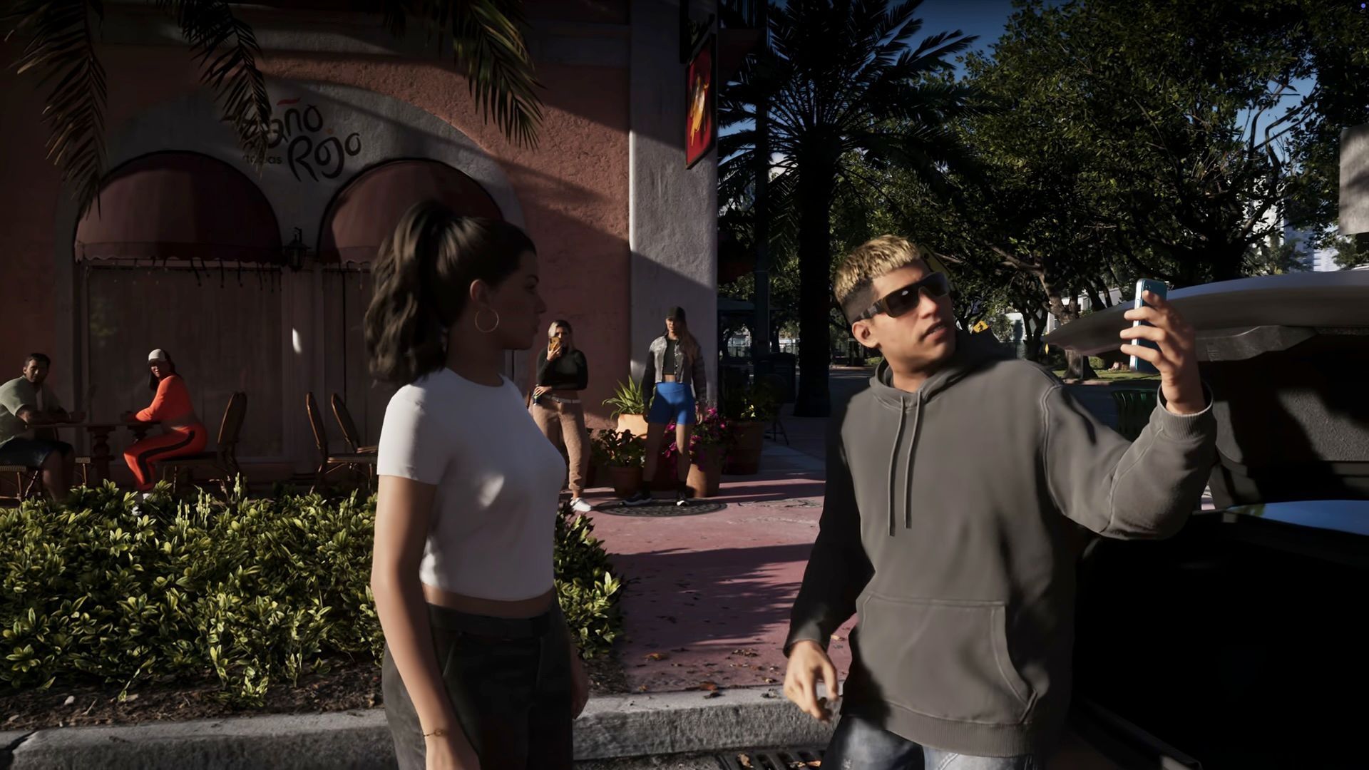 Lucia enduring an influencer in GTA 6