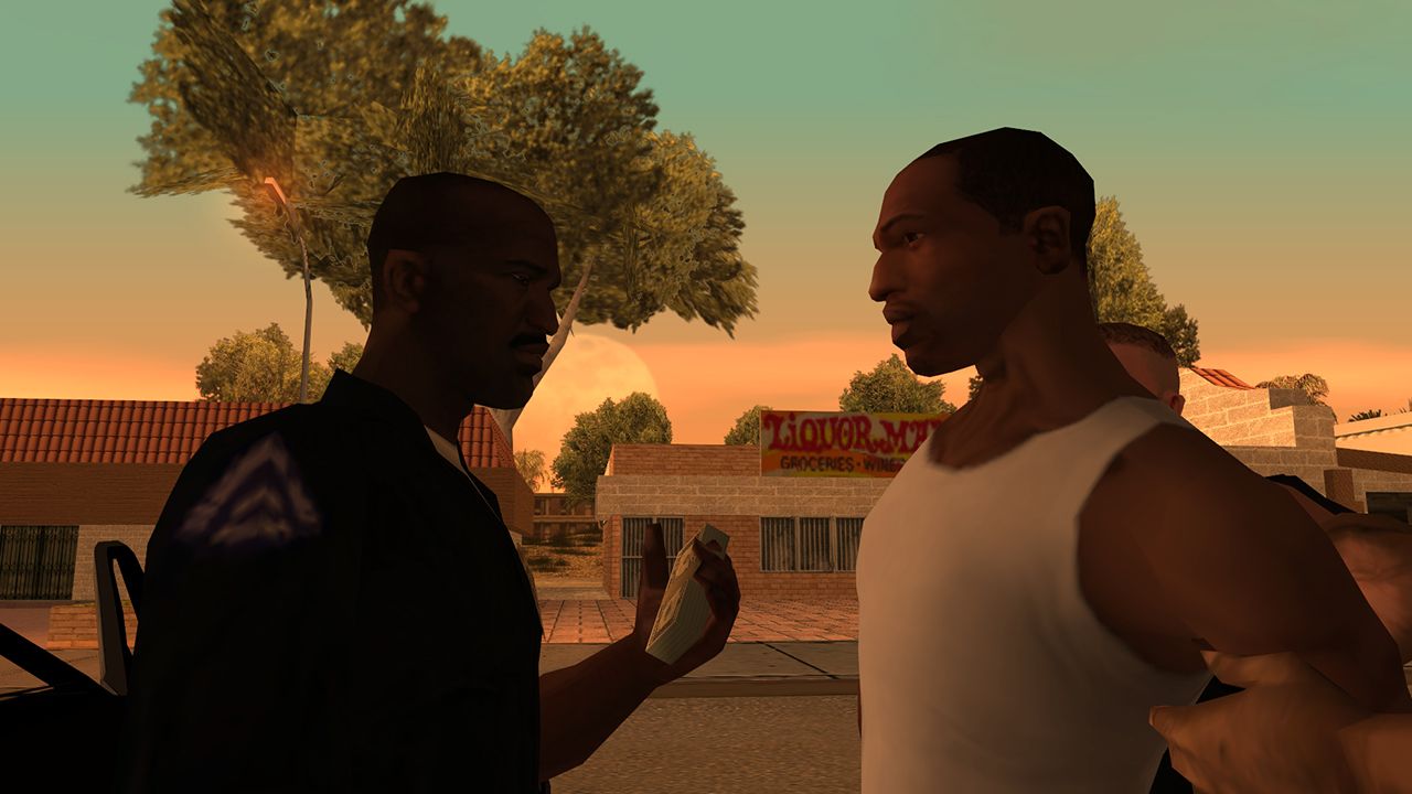 A scene from the game Grand Theft Auto: San Andreas.