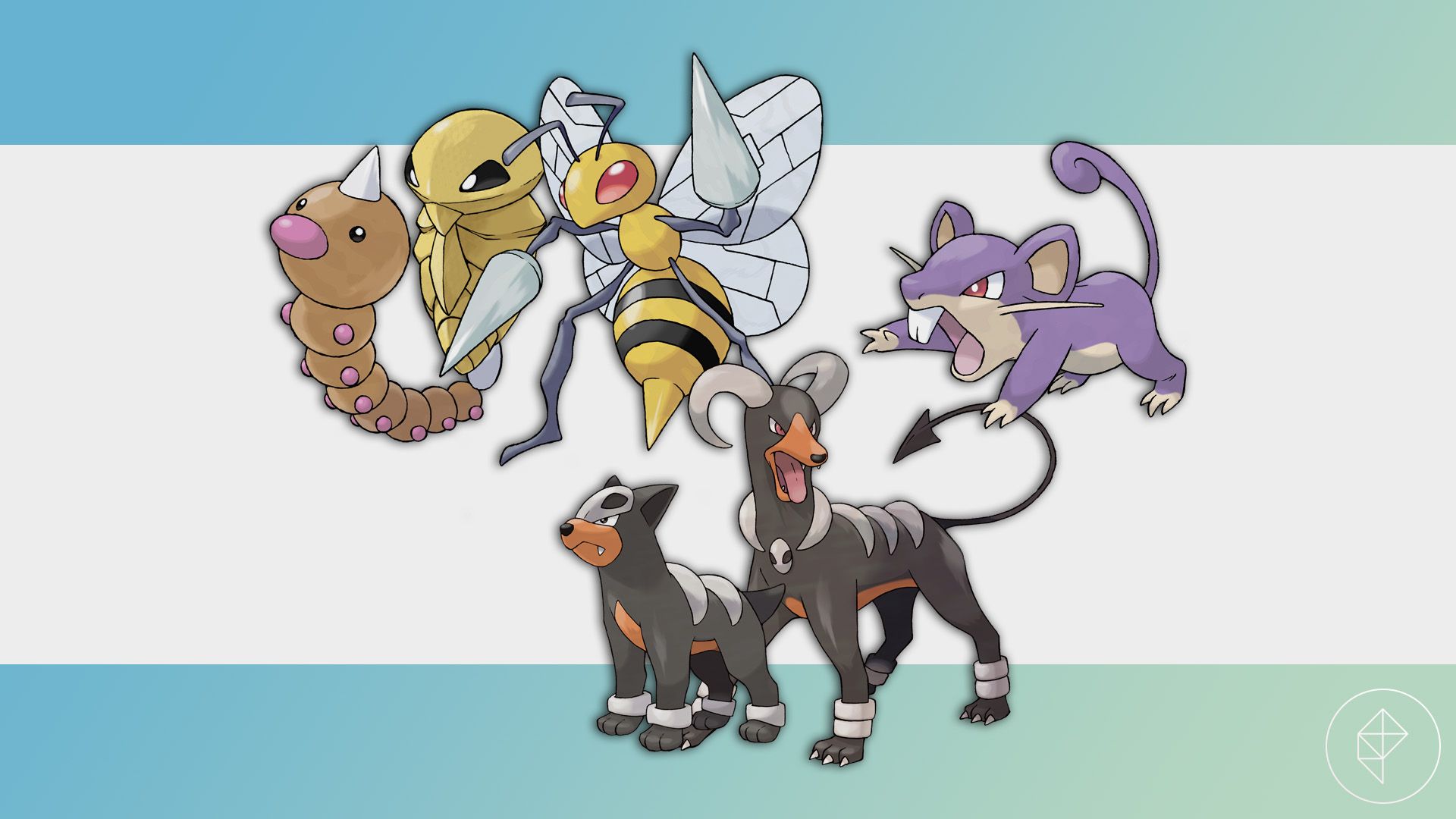 Weedle, Kakuna, Beedrill, Houndour, Houndoom, and Rattata