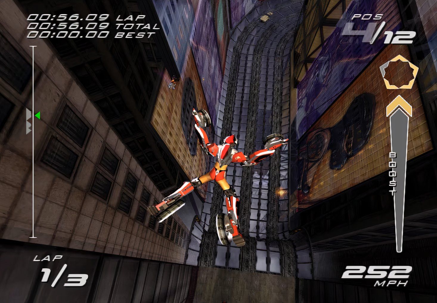 A character dives through the air in Kinetica.