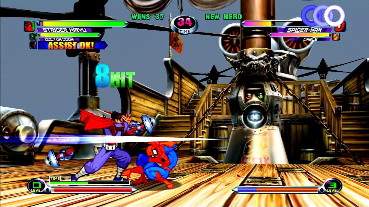 Strider attacks in Marvel vs. Capcom 2