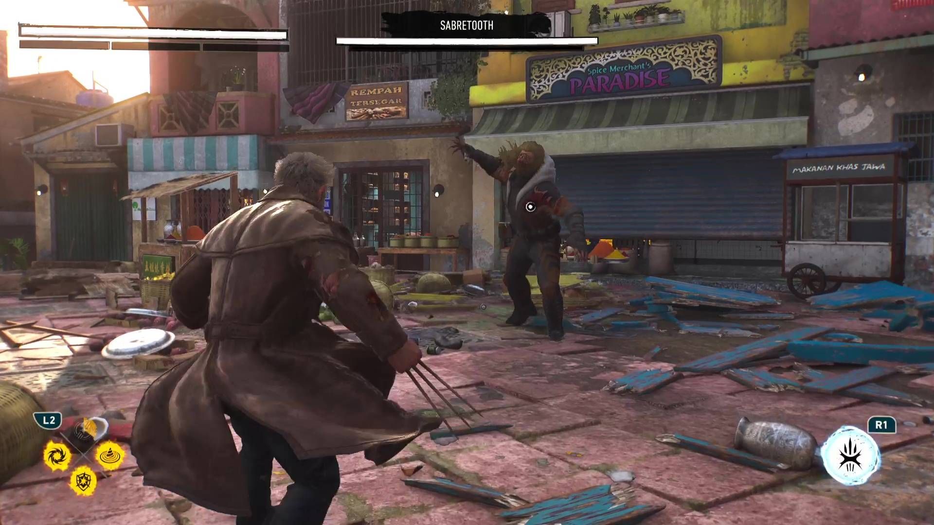 Logan fighting Sabretooth in Marvel's Wolverine.