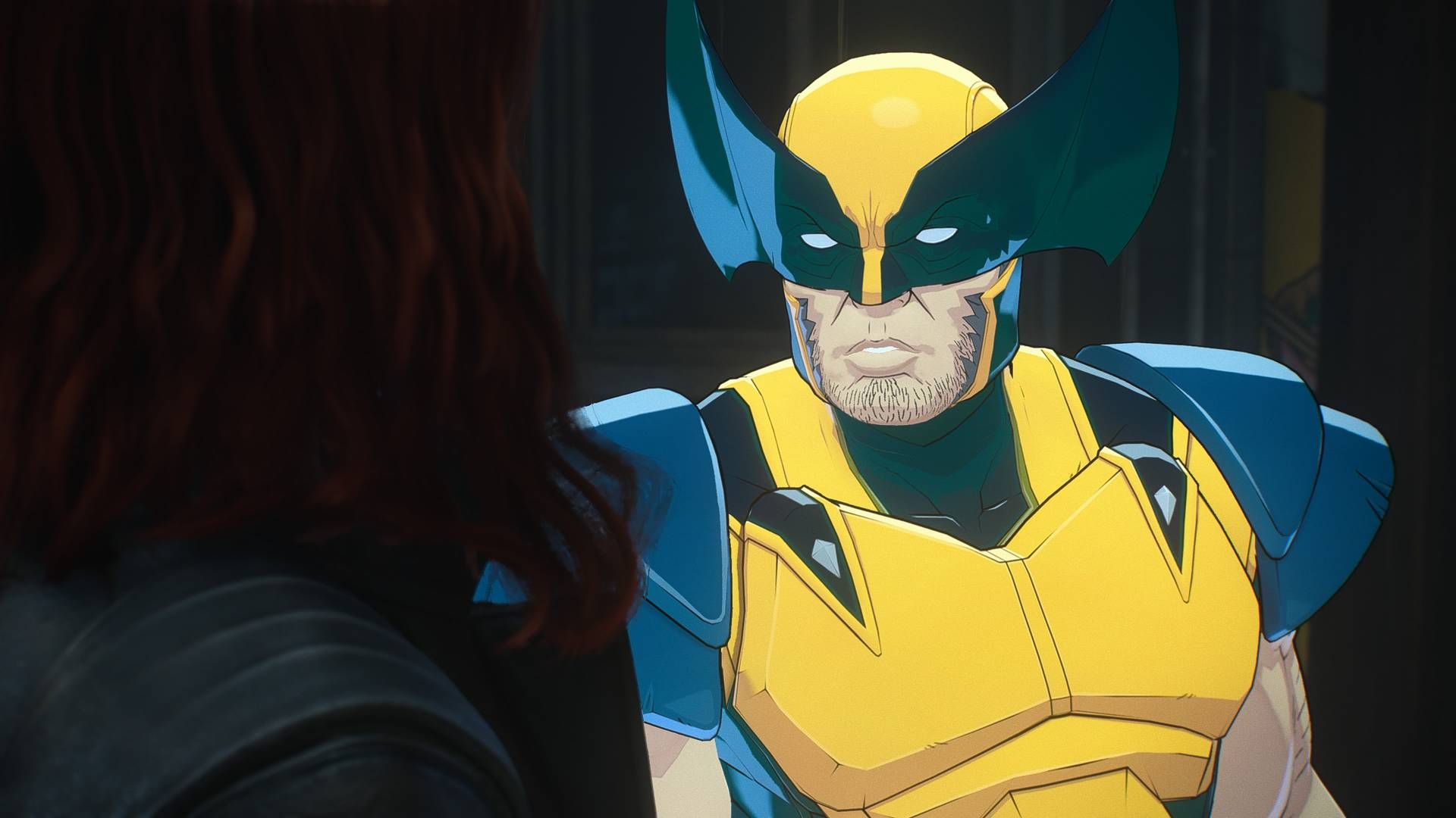 Wolverine wearing the Marvel Tokon Fightin' Souls suit in a cutscene.