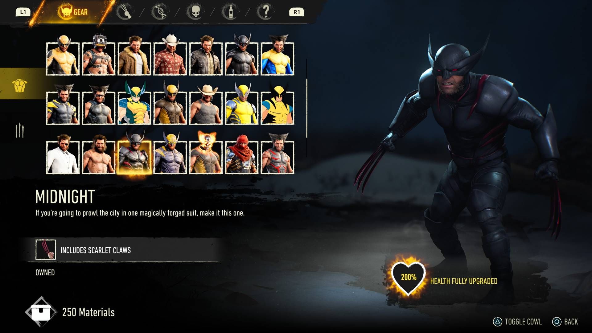 The midnight suit in Marvel's Wolverine.