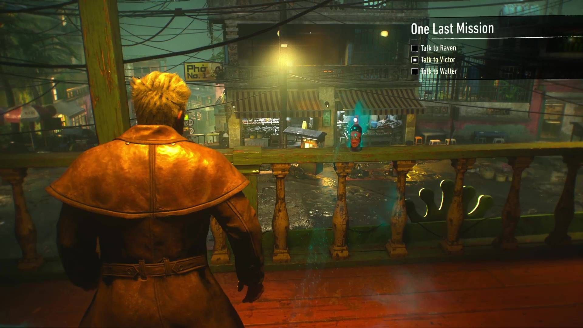 Logan in front of The Old Man whisky in Marvel's Wolverine.