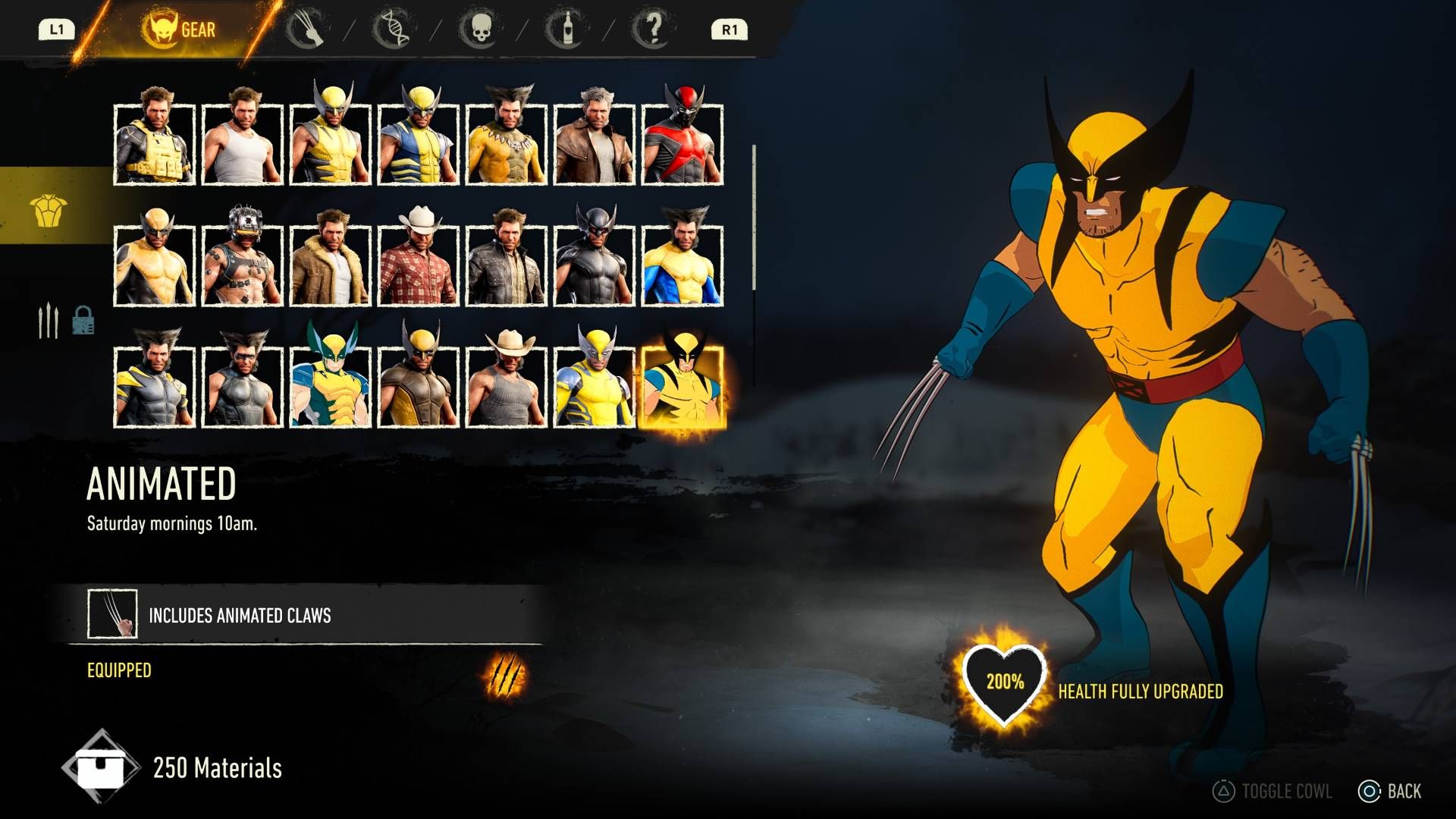 The Animated suit in Marvel's Wolverine.
