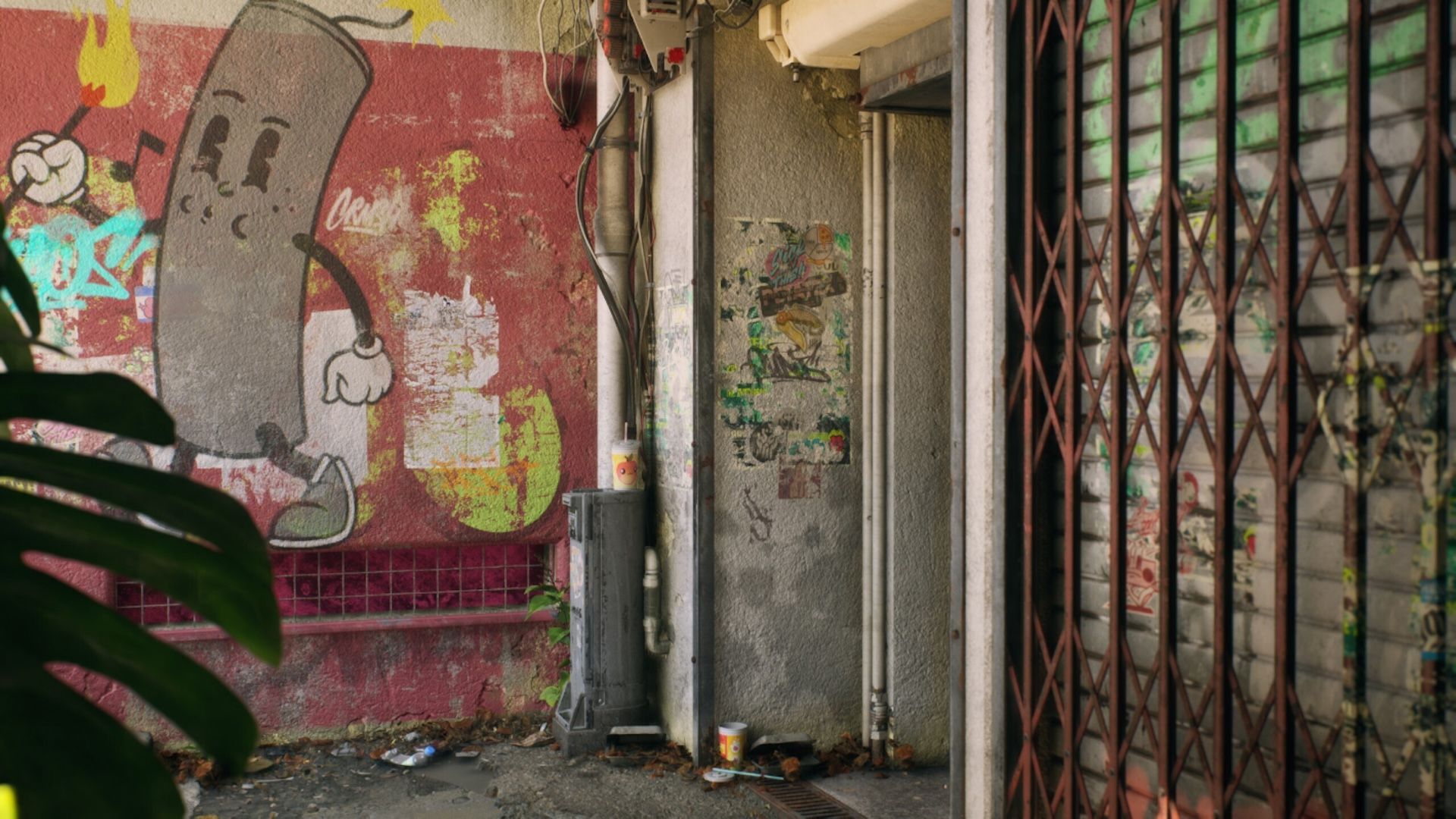 Graffiti lines a wall in Port Desire in No Law