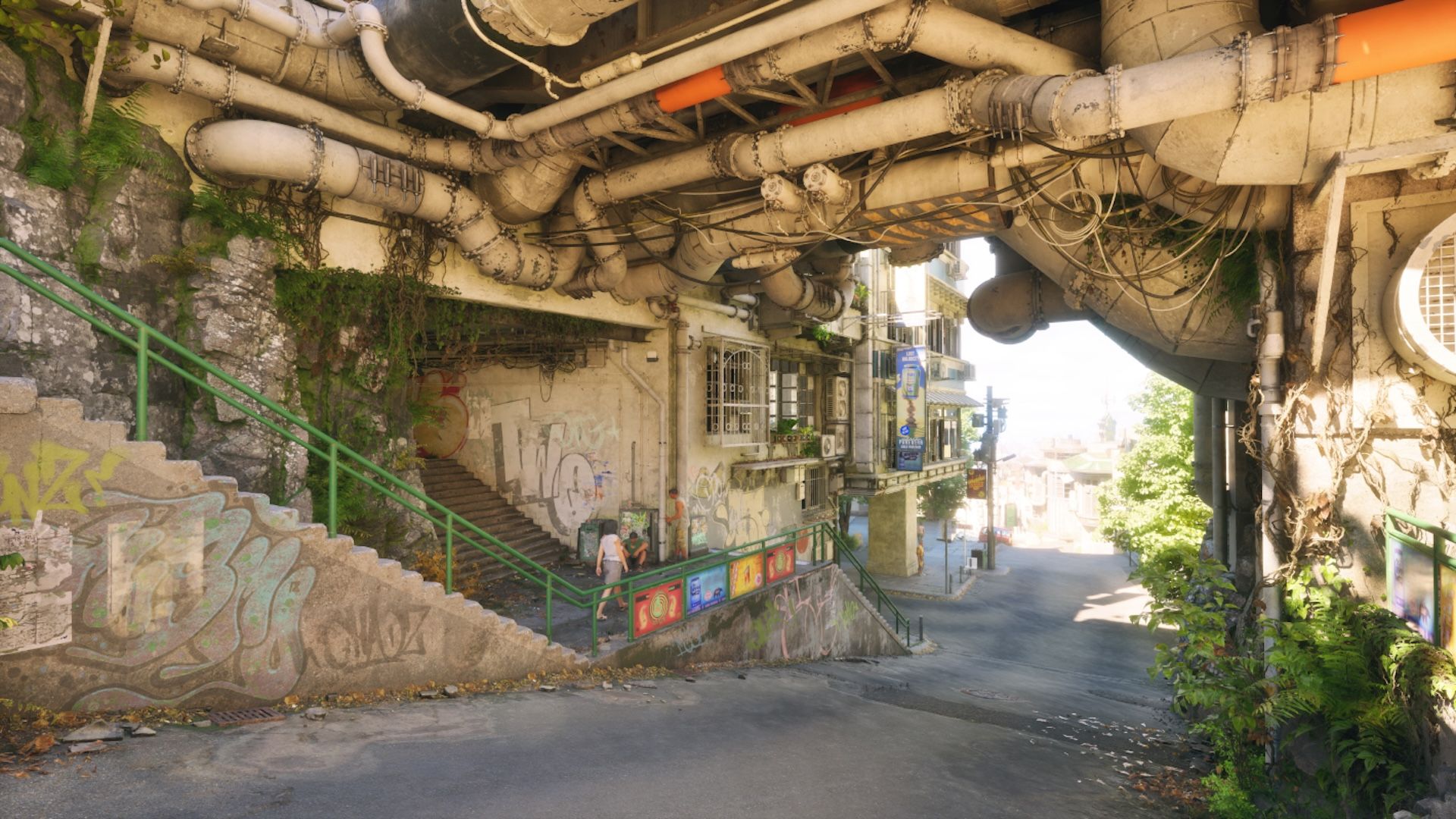 Graffiti lines a tunnel in No Law