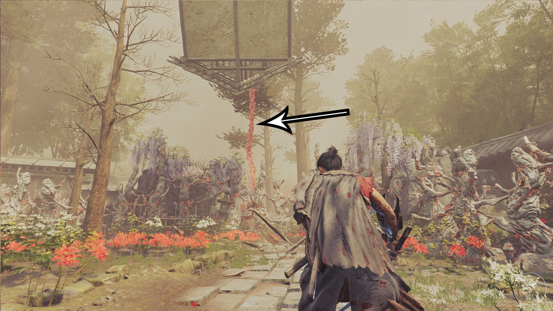 A Onimusha: Way of the Sword screenshot showing Musashi fighting Rasho-Gan