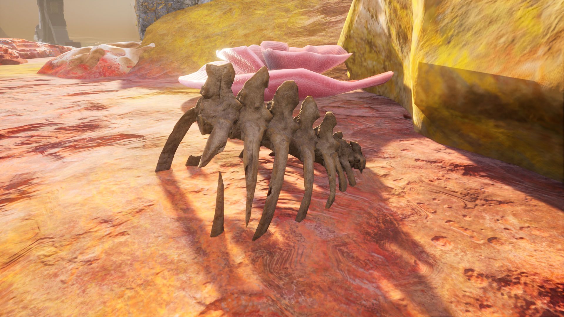 A Palworld screenshot showing the rib cages from which you obtain ancient bones