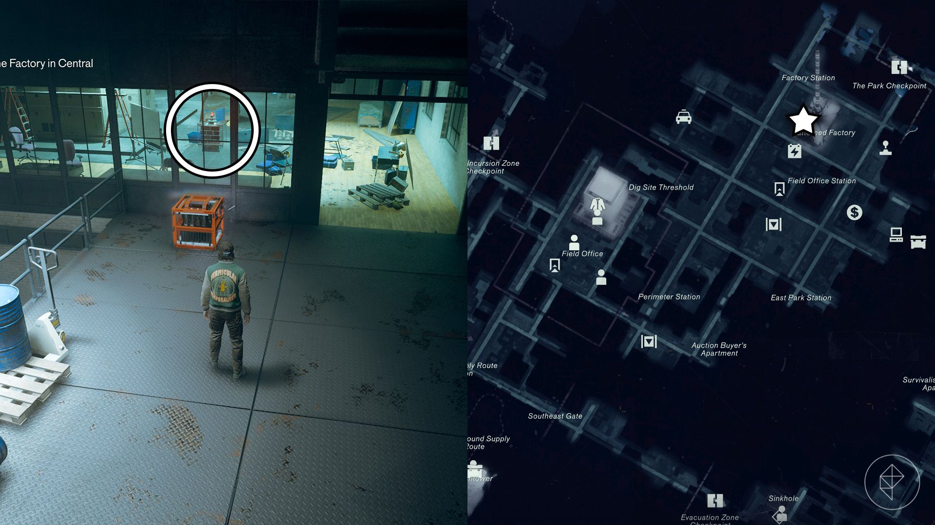 Dylan standing in front of a power block and a room that contains a power upgrade point in Control Resonant.