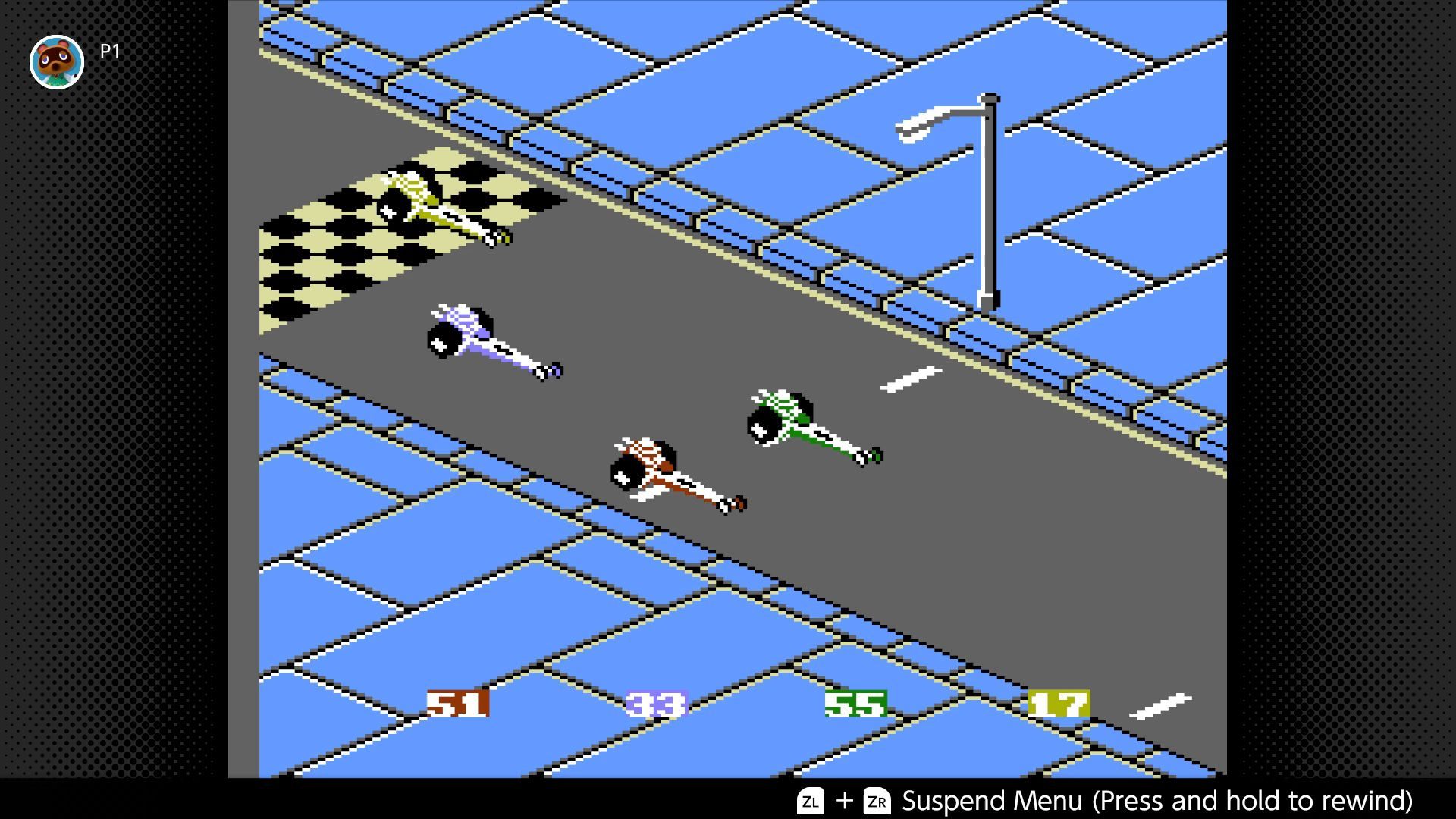 RC Pro-Am 2 screenshot - The four vehicles take off from the starting line in the drag race bonus game.