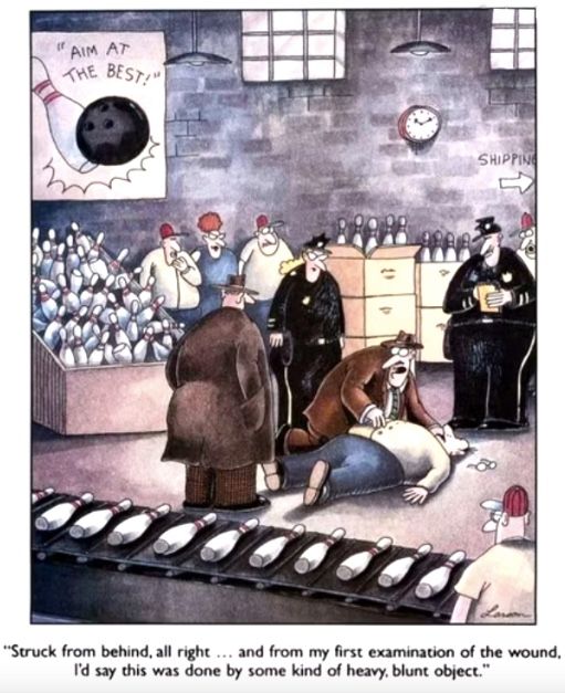 The Far Side bowling pins