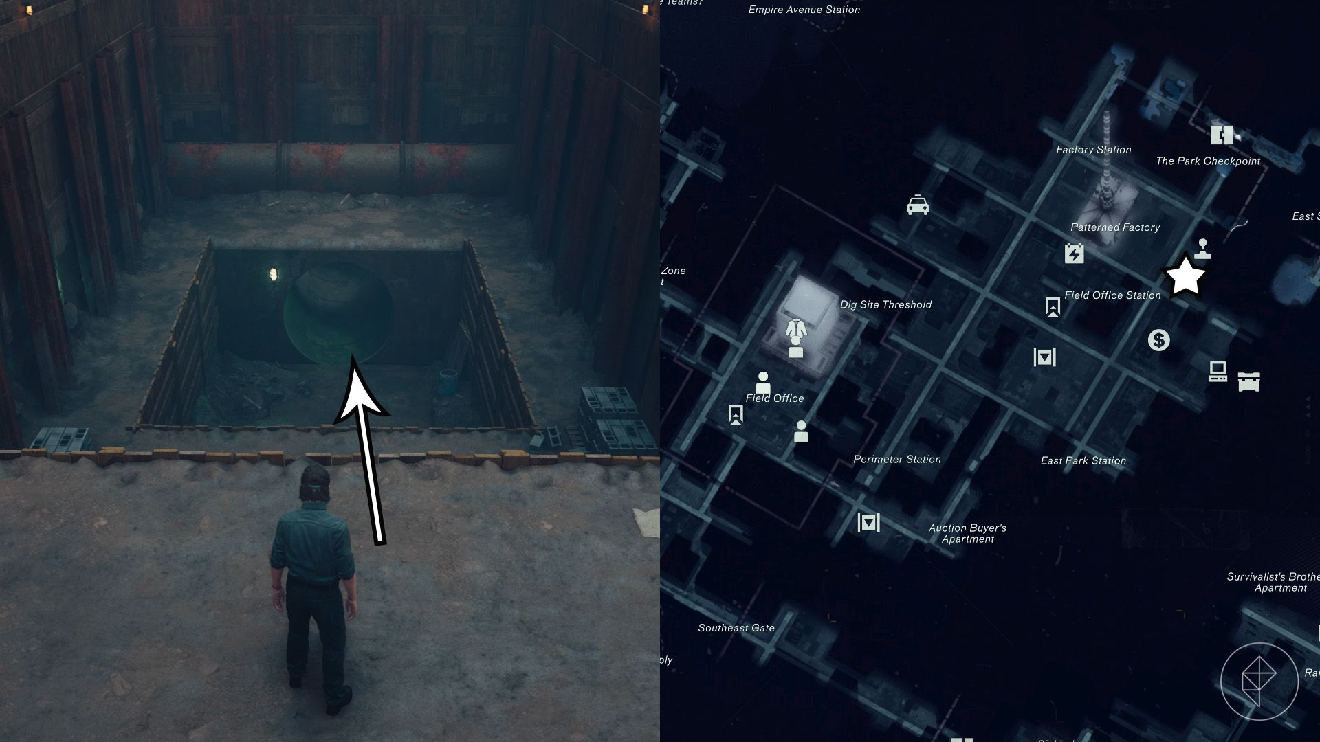 Dylan standing at a sewer entrance in the Central zone in Control Resonant.