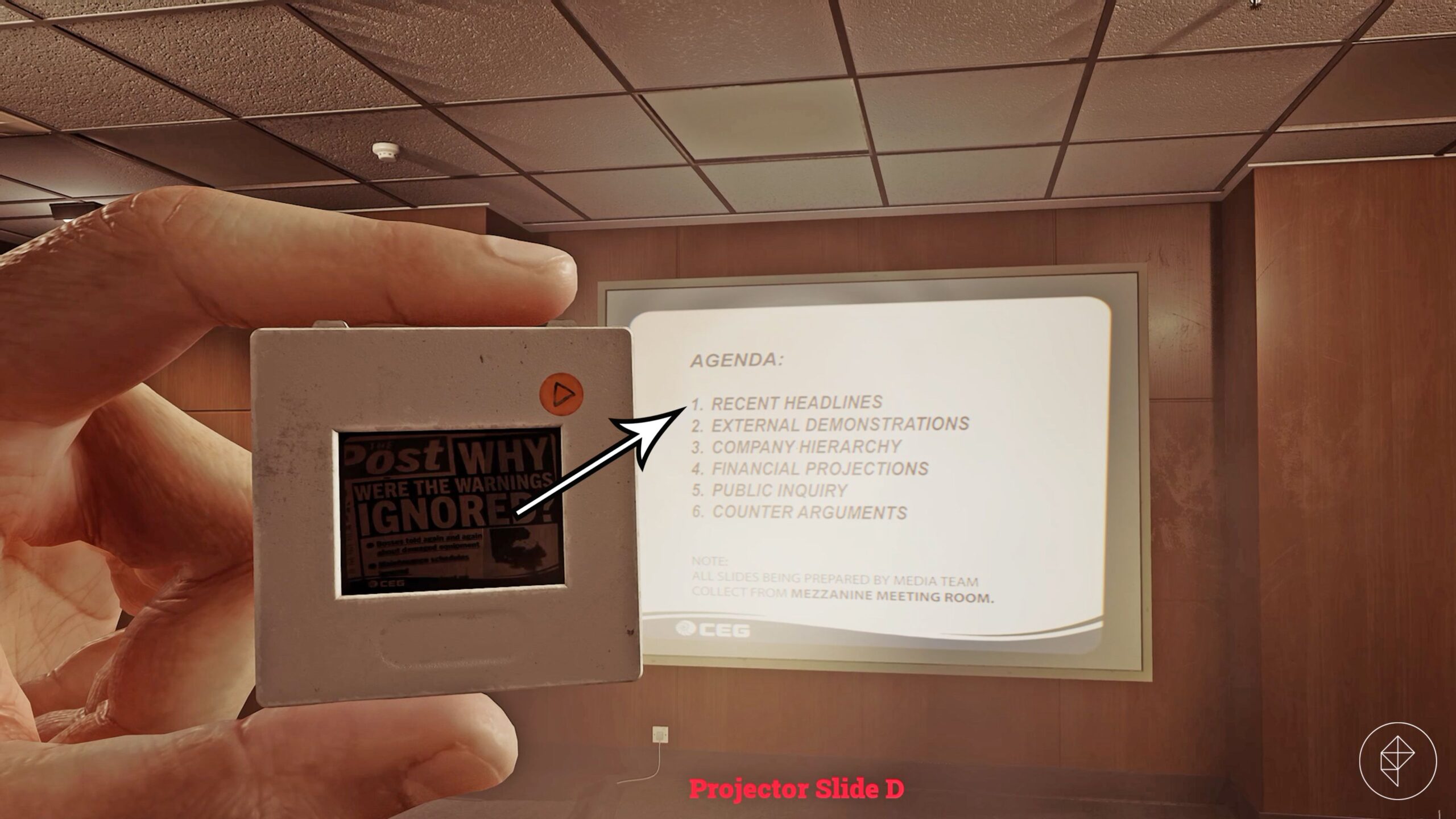 The projector puzzle solution in Silent Hill: Townfall.