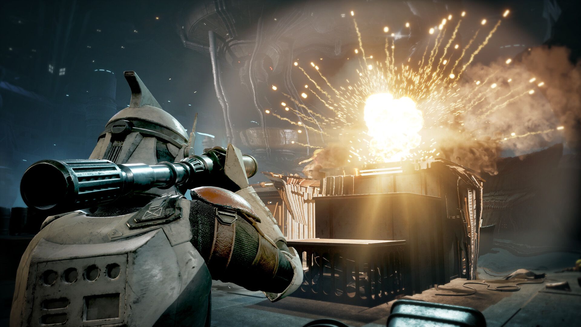 A clone trooper using a rocket launcher in Star Wars Zero Company