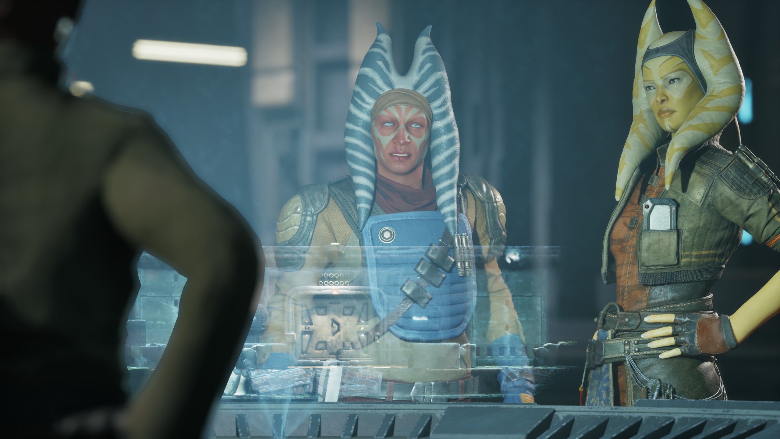Hawks looking at the holo table in Star Wars Zero Company
