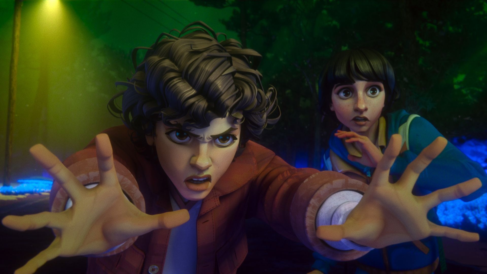 Eleven with her hands outstretched as she uses her powers