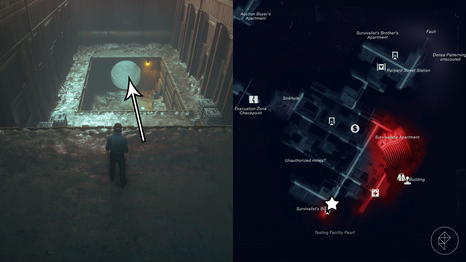 Dylan standing in front of a sewer hole in the Evacuation Zone in Control Resonant.