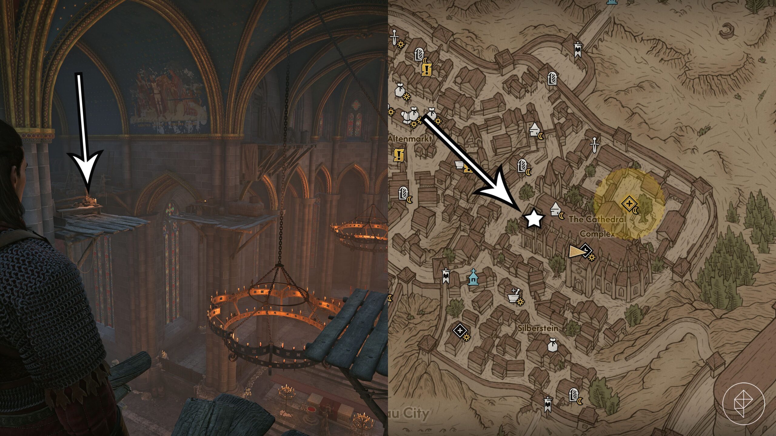 The nighttime location of St. Mihai's symbol The Blood of Dawnwalker's "A Monk and a Saint" quest.