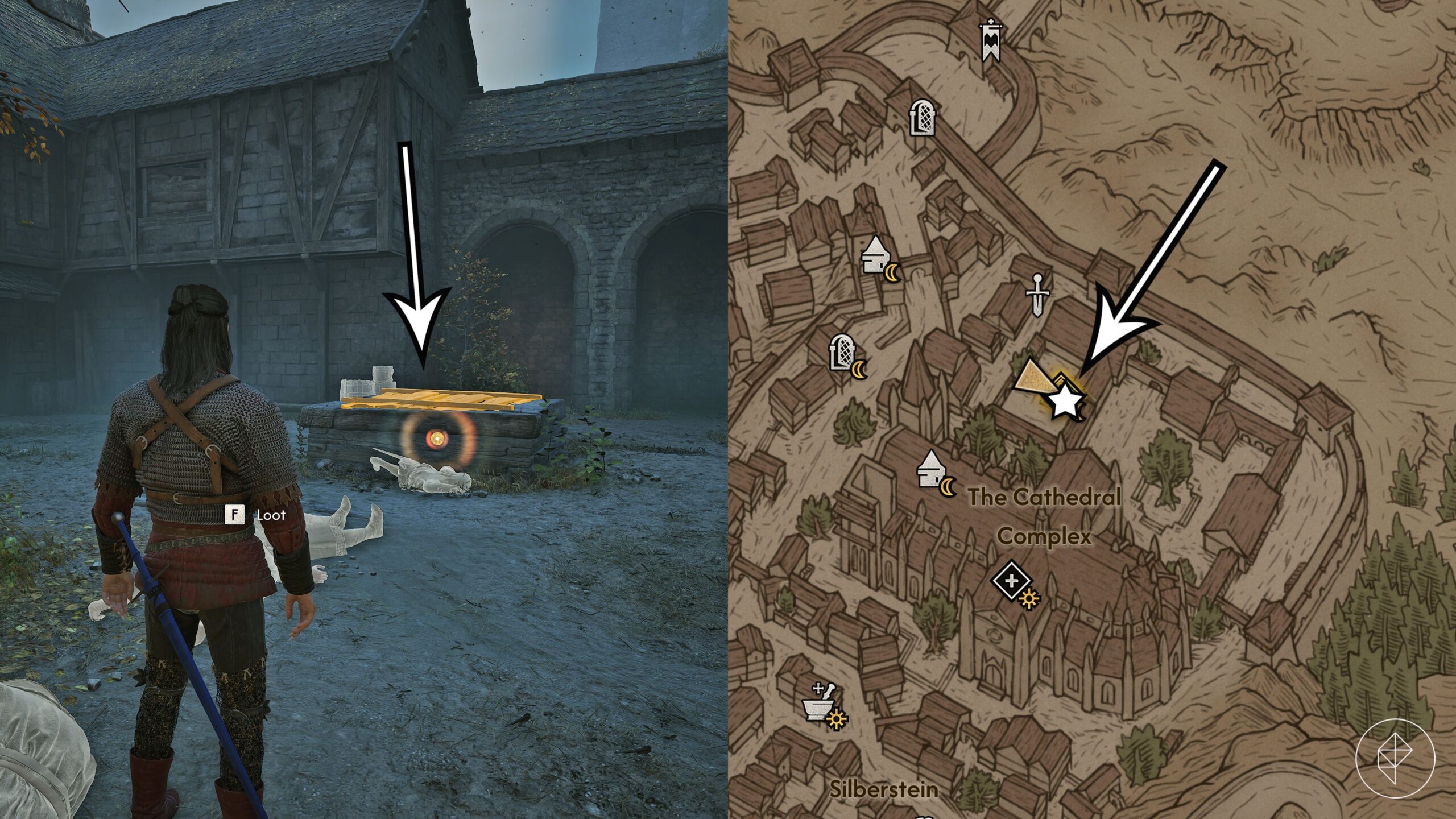 The nighttime starting location of The Blood of Dawnwalker's "A Monk and a Saint" quest.