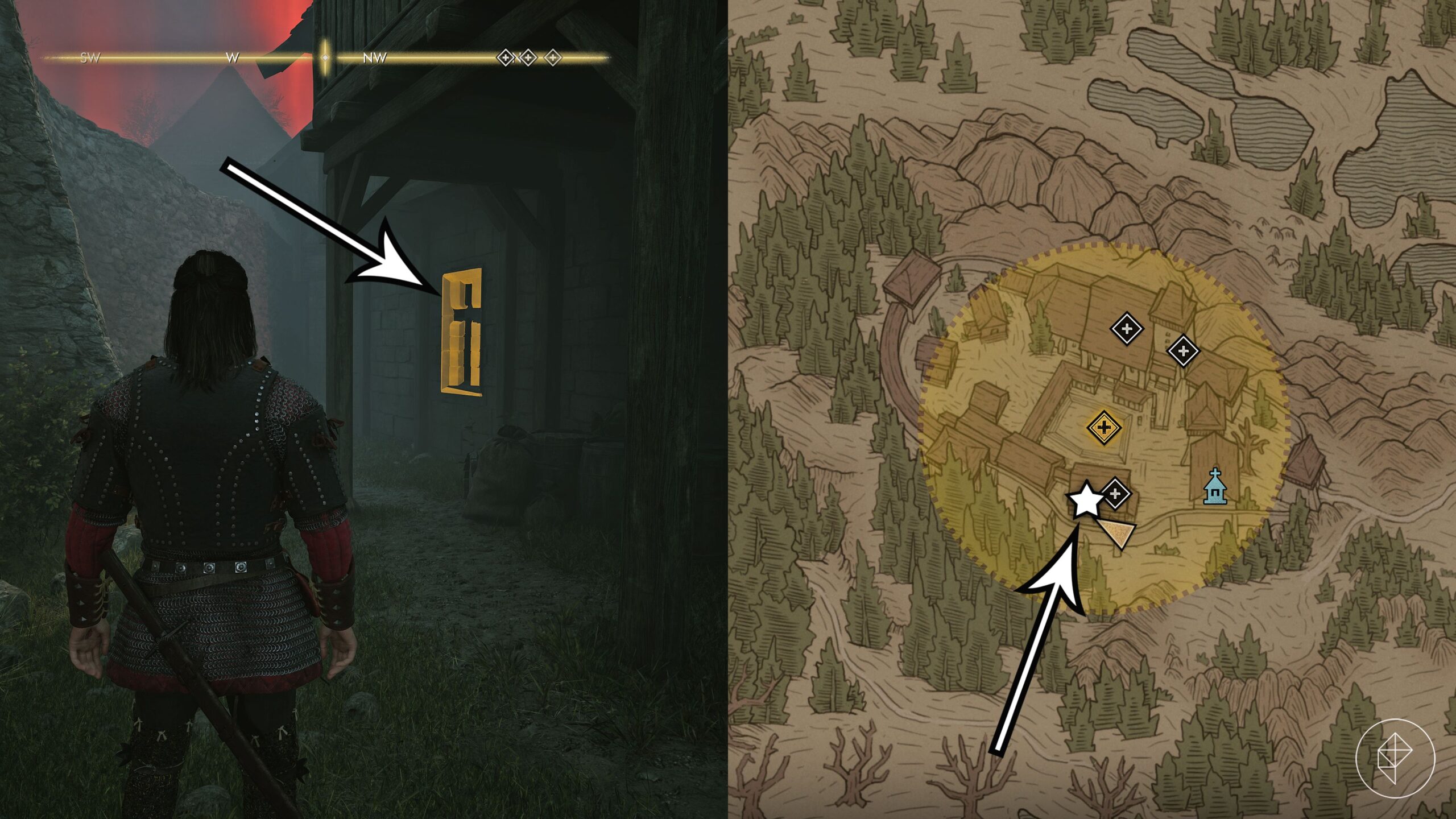 The infirmary window in The Blood of Dawnwalker's "Echoes of Silenced Bells" quest.