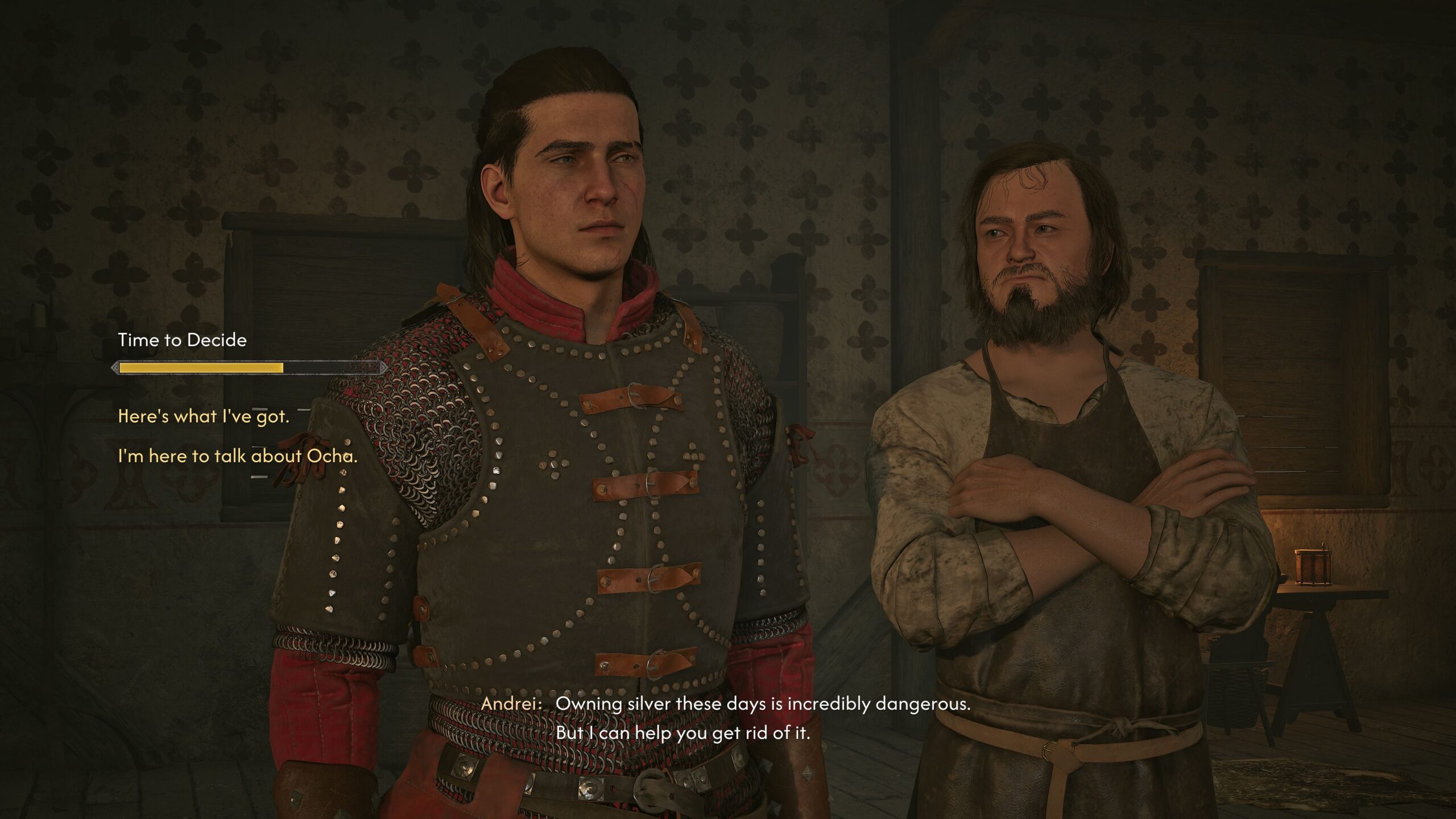 Coen makes a decision during "The Heart Wants What It Wants" quest in The Blood of Dawnwalker.