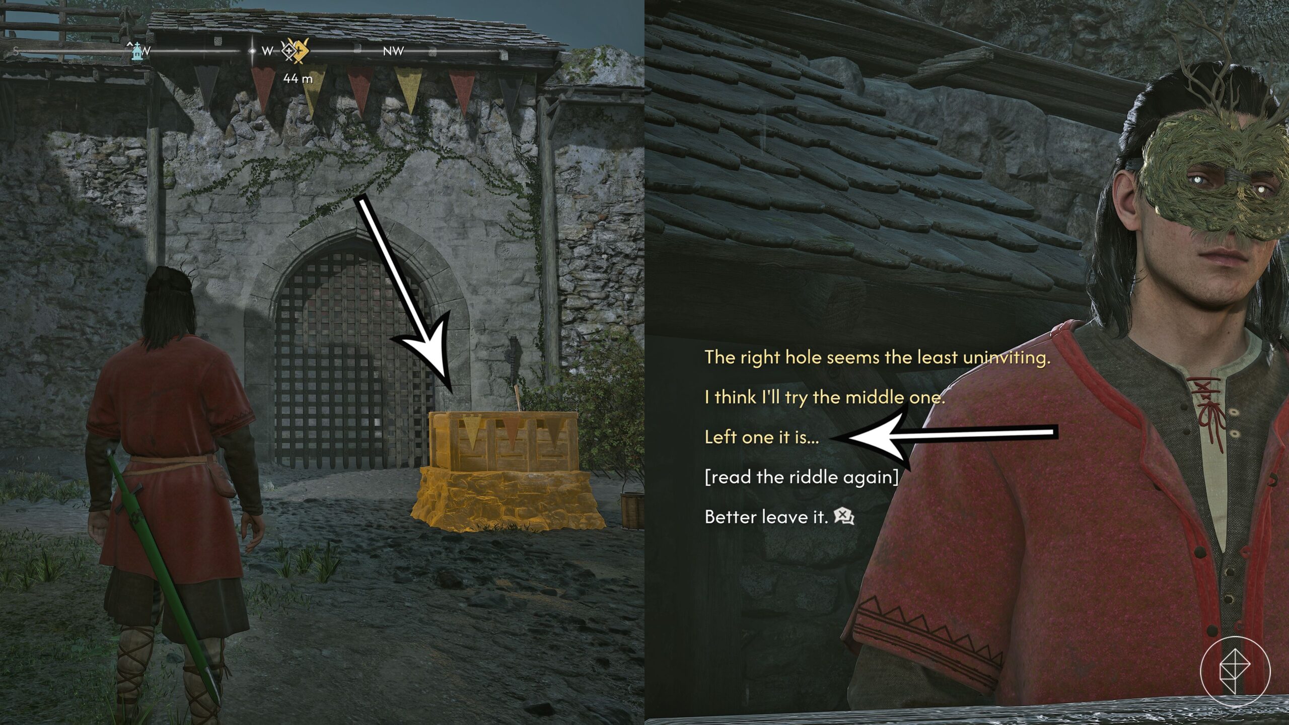 The solution to the odd riddle in The Blood of Dawnwalker.