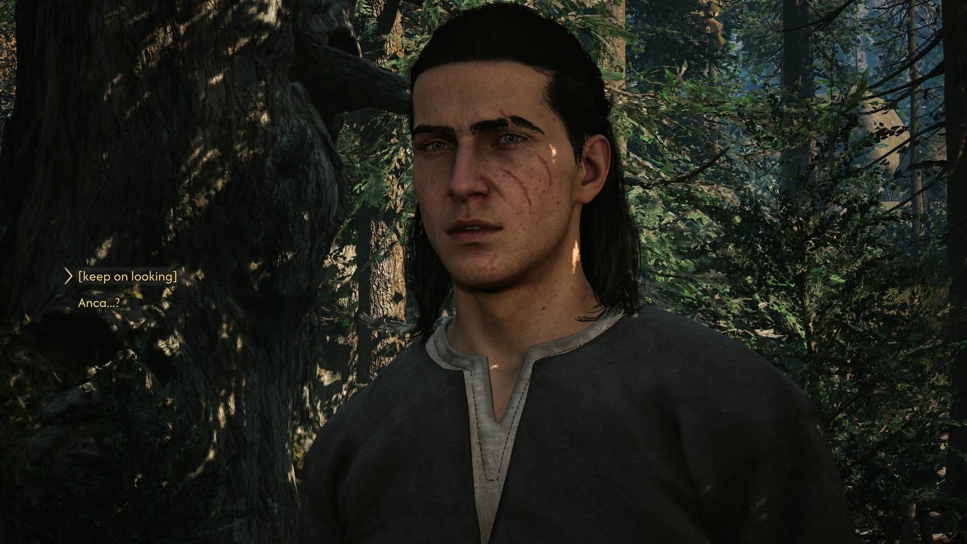 A close up of Coen in a forest in The Blood of Dawnwalker.