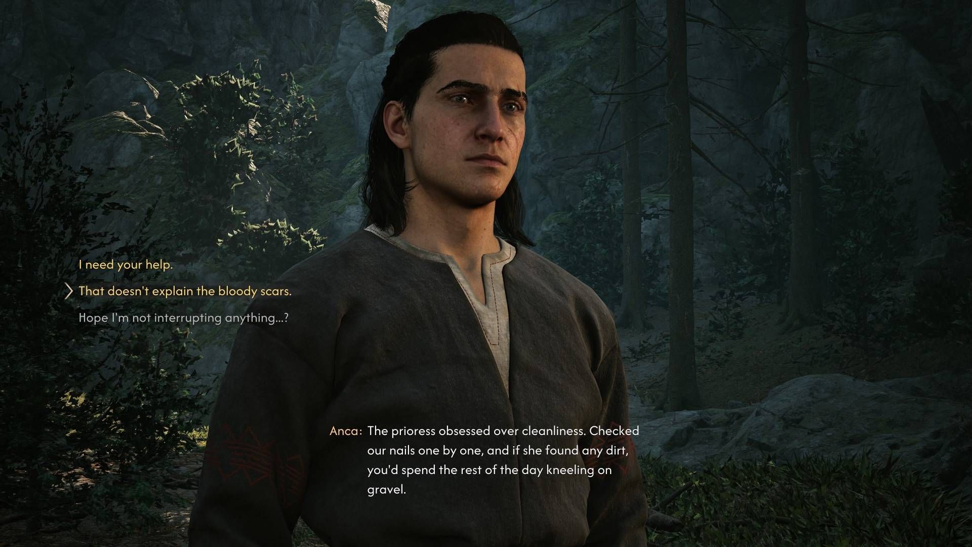 Coen talking to Anca in The Blood of Dawnwalker.