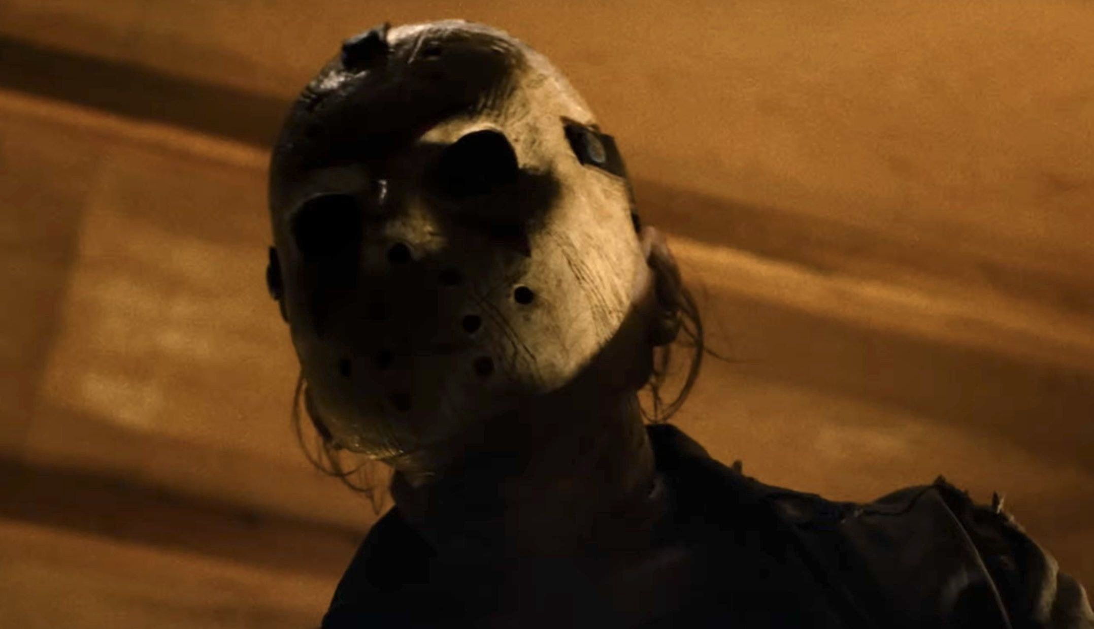 Jason Voorhees stares menacingly with his old hockey mask on his face. Screenshot from Angry Orchard's Sweet Revenge short film.