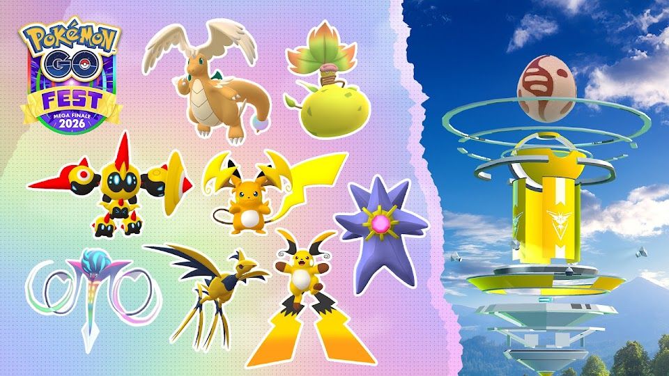 A plethora of Mega Evolved Pokémon, including Mega Falinks, Mega Raichu X and Y, Mega Starmie, and more in Pokémon Go