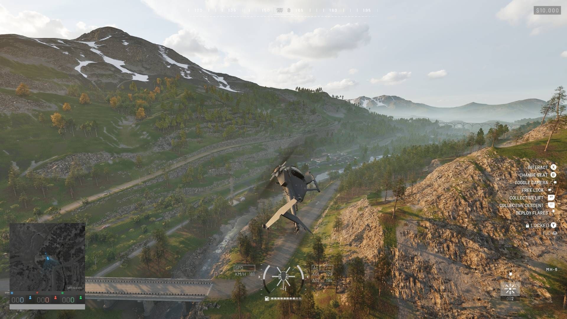 Flying a helicopter in the firing range in Wardogs.