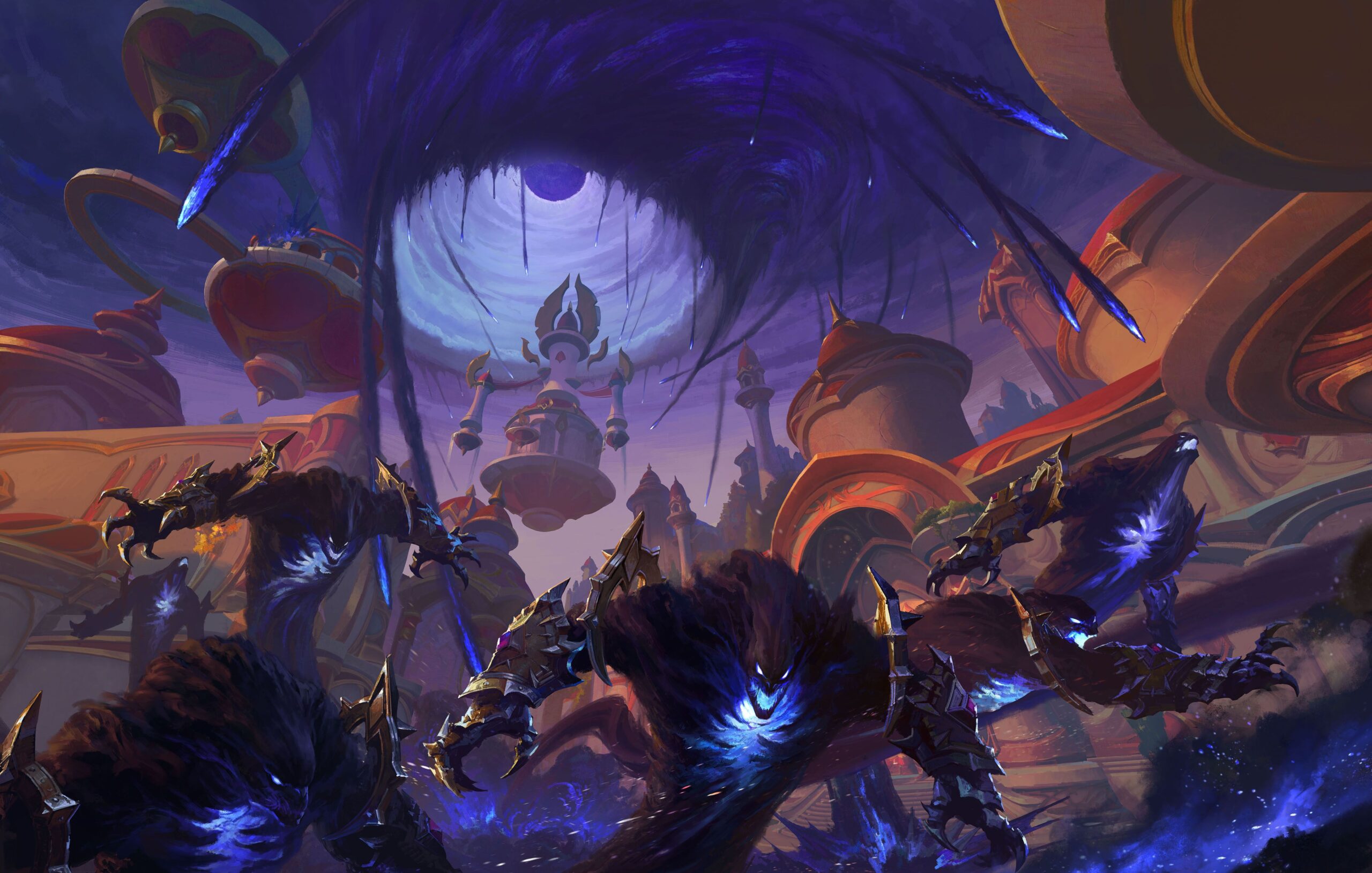 Void monsters pour forth in key art for World of Warcraft: Midnight