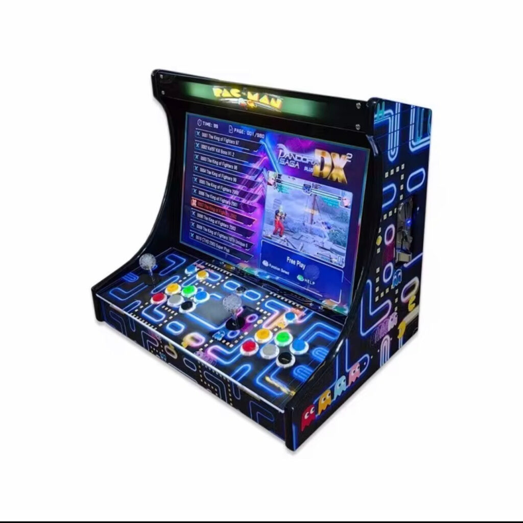 22-inch tabletop arcade machine with illuminated cabinet and game screen