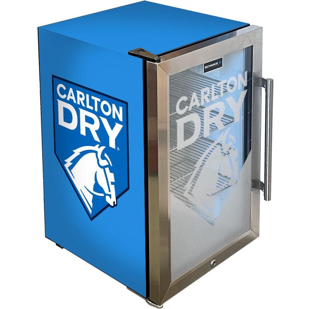 carlton dry Carlton Dry MID Blue Tropical Glass Door Mini Bar Fridge - 80 Cans Left Hinged EC68L-SSH-DRY - Model EC68L-SSH-DRY-MID | Retrocade - Image 2