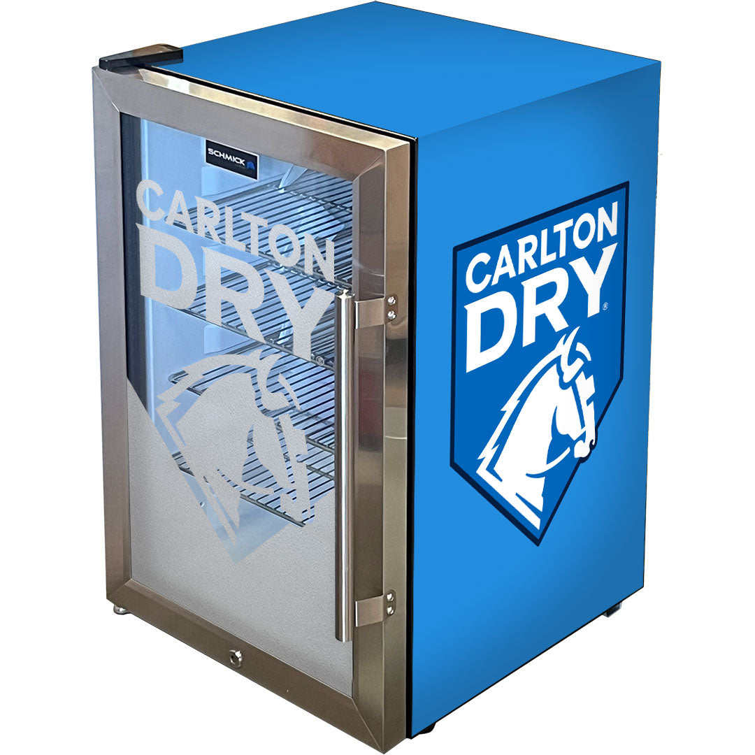 carlton dry Carlton Dry MID Blue Tropical Glass Door Mini Bar Fridge - 80 Cans Left Hinged EC68L-SSH-DRY - Model EC68L-SSH-DRY-MID | Retrocade - Image 3