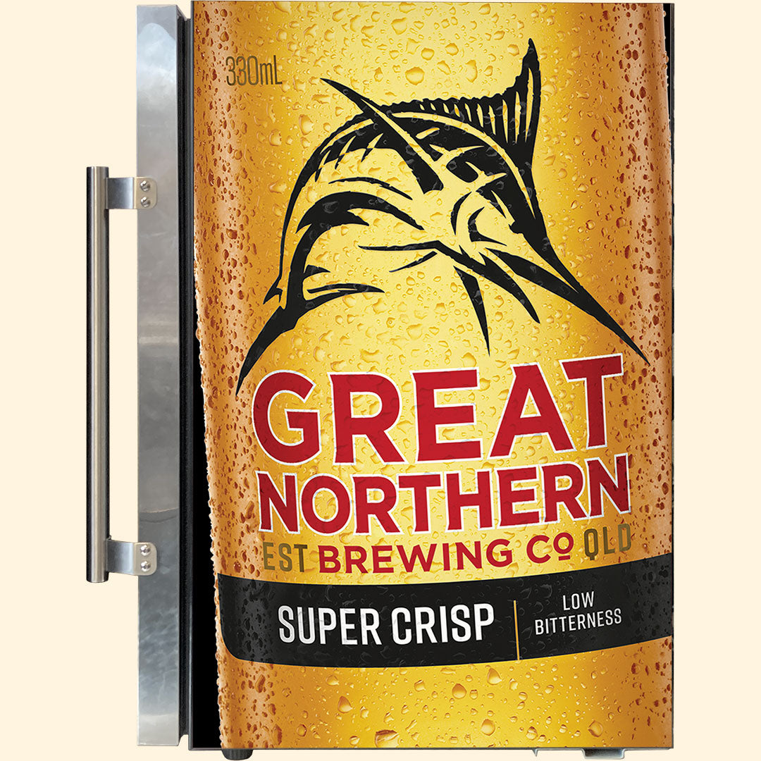 great northern Great Northern Original Tropical Glass Door Fridge - 80 Cans Left Hinge Model EC68L-SSH-CRISP | Retrocade - Image 8