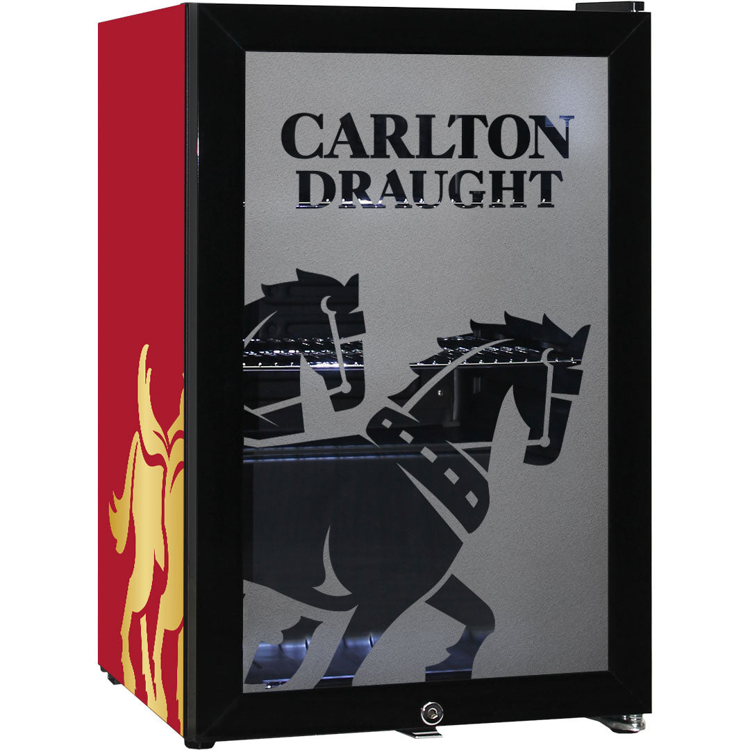 carlton draught Carlton Draught v3 Branded Glass Door Bar Fridge With Cool Frosted Door Logo - Model SC70-B-DRAUGHT-V3 | Retrocade