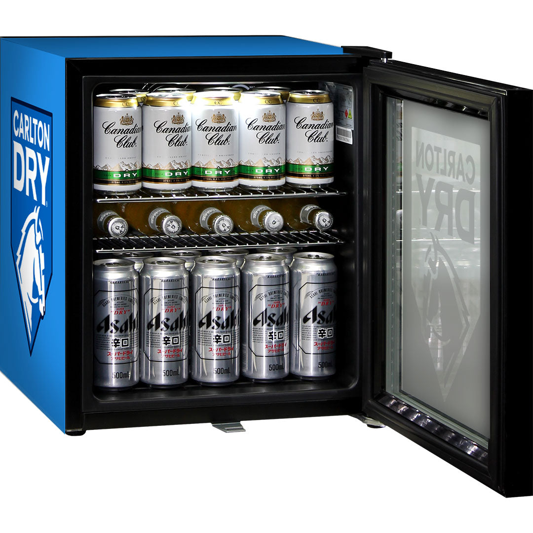 carlton dry Carlton Dry MID Blue Glass Door Mini Bar Fridge With Lock - 38 Cans - Model SC50AB-DRY-MID | Retrocade - Image 4