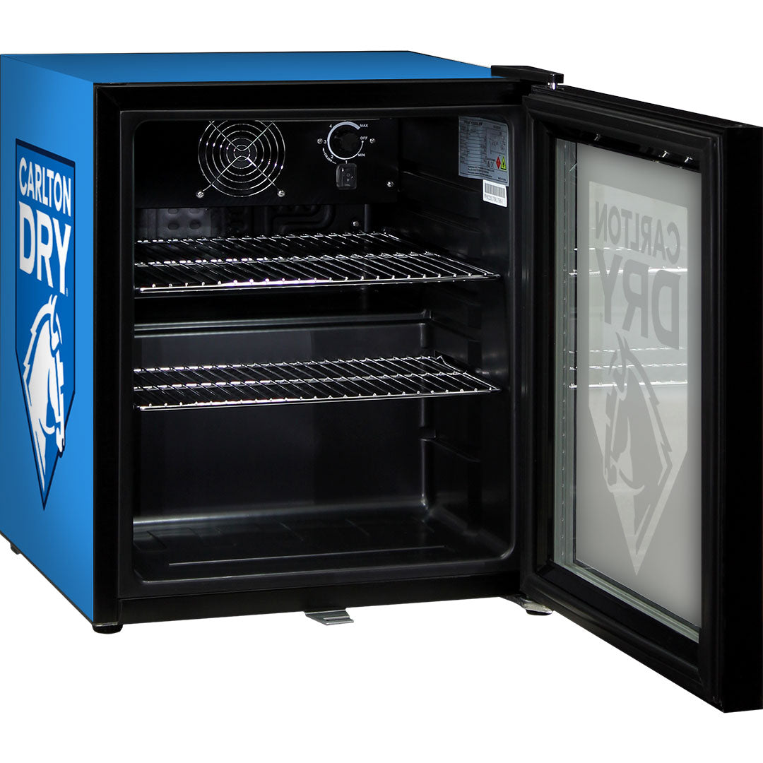 carlton dry Carlton Dry MID Blue Glass Door Mini Bar Fridge With Lock - 38 Cans - Model SC50AB-DRY-MID | Retrocade - Image 2