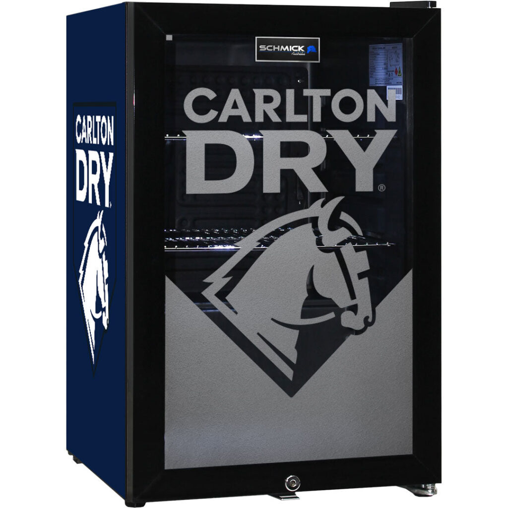carlton dry Carlton Dry Branded Glass Door Bar Fridge With Cool Frosted Door Logo - Model SC70-B-DRY | Retrocade - Default Title