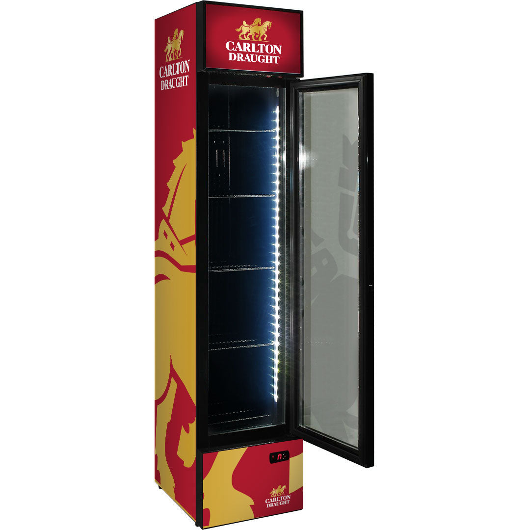carlton draught Carlton Draught Branded Skinny Upright Bar Fridge - Model SS-P160-DRAUGHT-V3 | Retrocade - Image 4