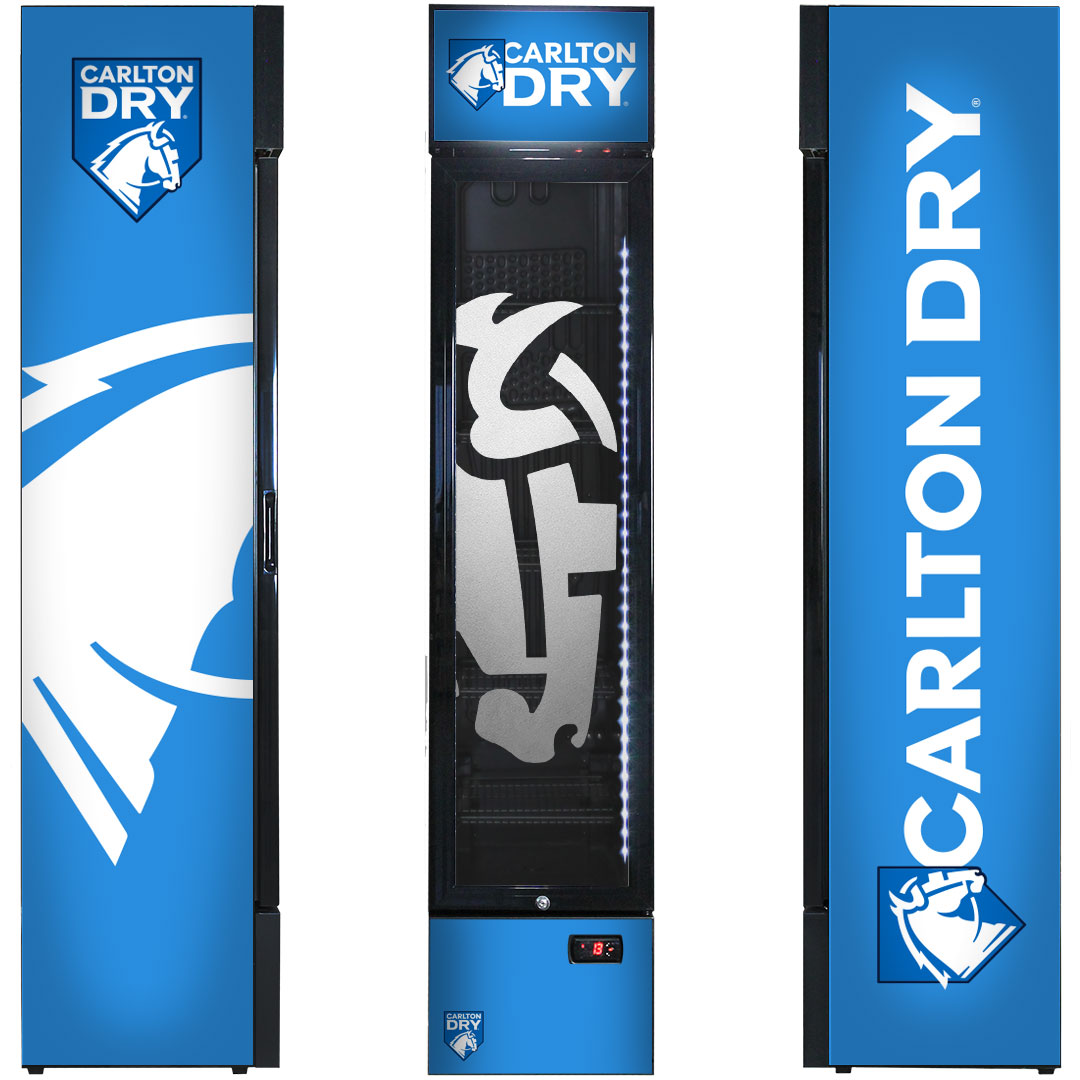 carlton dry Carlton Dry Mid Blue Branded Skinny Upright Bar Fridge - Model SS-P160-DRY-MID (2025 Design) | Retrocade - Image 4