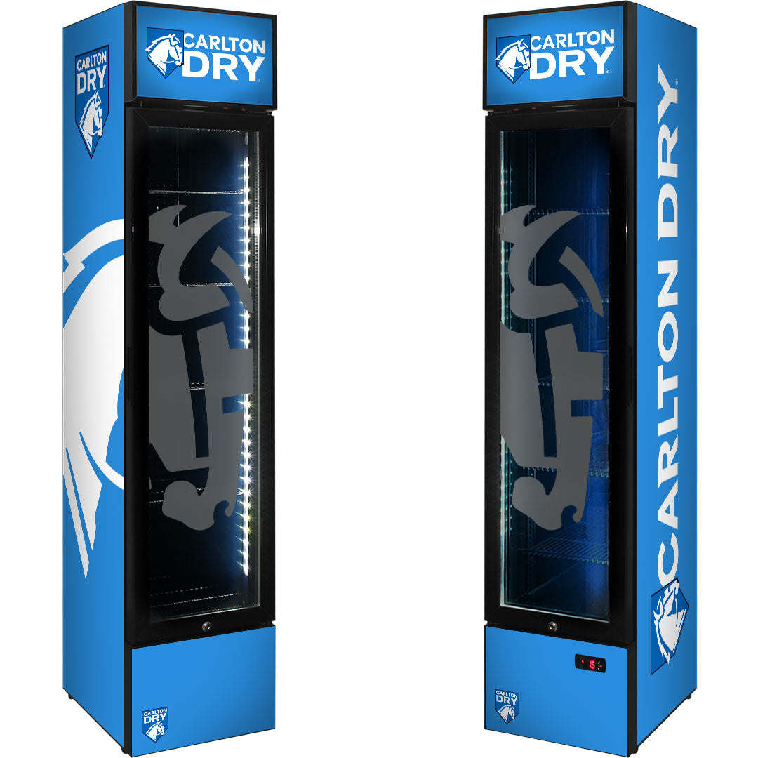 carlton dry Carlton Dry Mid Blue Branded Skinny Upright Bar Fridge - Model SS-P160-DRY-MID (2025 Design) | Retrocade - Image 6